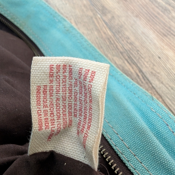 Lucky Brand Oversized Patchwork Suede Canvas Tote Vintage Adjustable Purse Bag - Picture 8 of 15